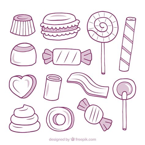 Colección De Dulces Coloridos En Estilo Hecho A Mano Vector Gratis