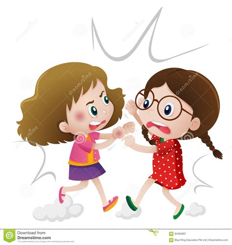 Two Angry Girls Fighting Stock Illustration Illustration Of Punch