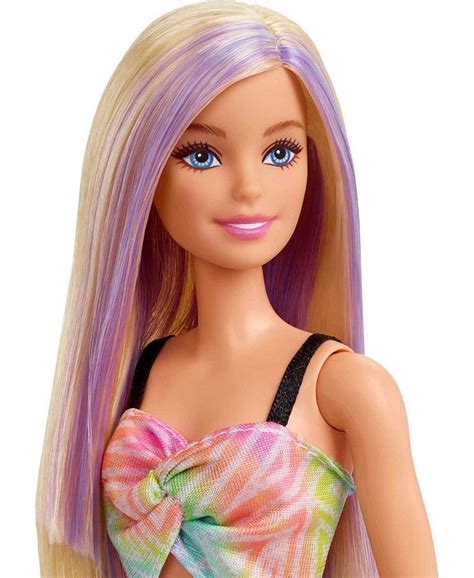 Barbie Fashionistas Doll With Purple Hair Streaks In Romper Dress Macys