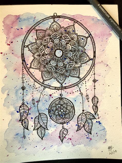 Dream Catcher Mandala Art Watercolor Mandala Art Zentangle Pattern Easy Mandala Drawing