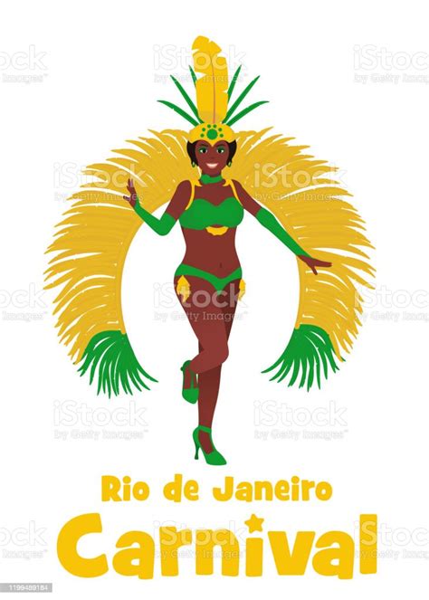 Brazilian Samba Dancer Illustration Stock Vector Isolated On White