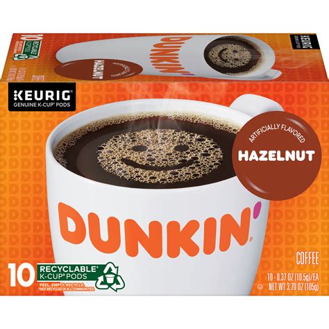 Dunkin Hazelnut Flavored Coffee K Cup Pods 10 Count Packaging May