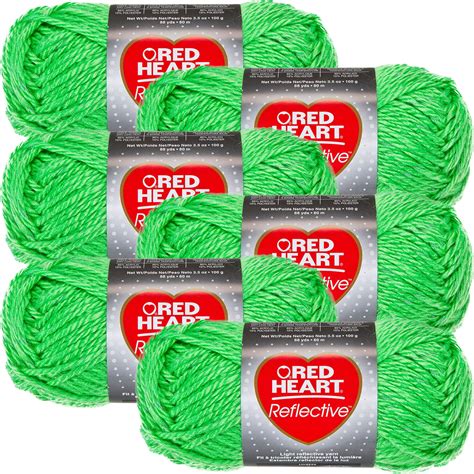 Red Heart Reflective Yarn Neon Green Multipack Of 6