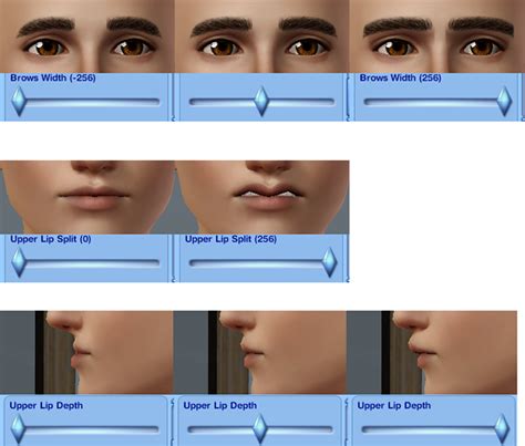 More Lips And Brows Sliders By Oneeuromutt Слайдеры для Sims 3