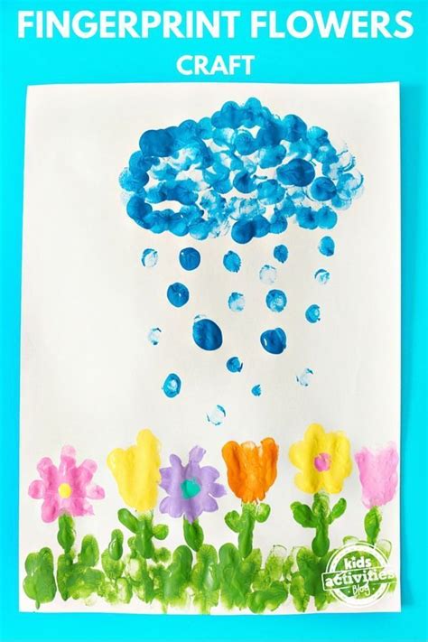 April Showers Bring May Flowers Fingerprint Craft Fingerprint Crafts