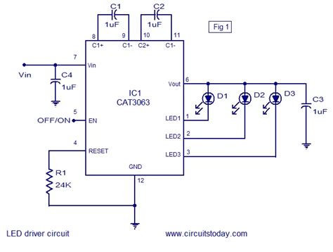 Three Channel Led Driver Circuit Using Cat6063 Ic Circuit Diagram And