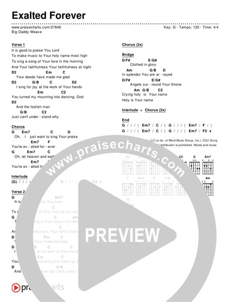 Exalted Forever Chords Pdf Big Daddy Weave Praisecharts