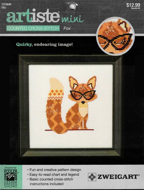 Fox Counted Cross Stitch Kit Artiste Mini 525 X 575 Etsy
