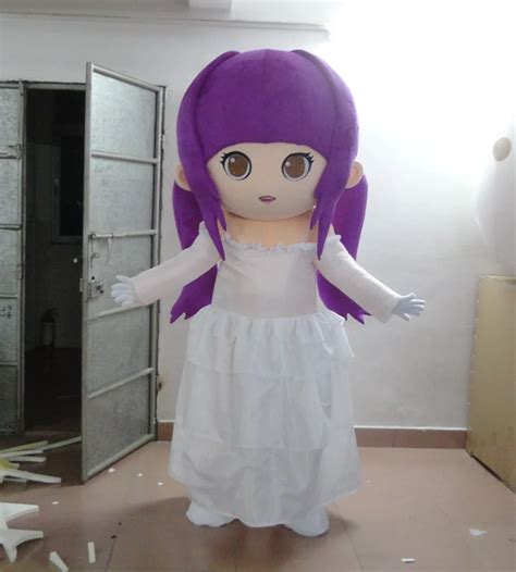 Cosplay Costumes Purple Hair Girl Mascot Costume For Halloween Party In