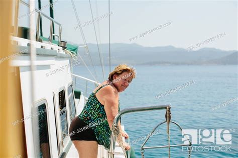 Mature Woman On Boat Stock Photo Picture And Royalty Free Image Pic Nef Johner