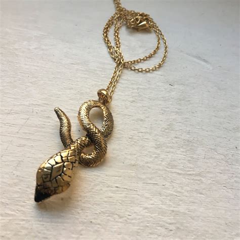 Vintage Snake Pendant Necklace Gold Tone Pendant Vintage Etsy UK