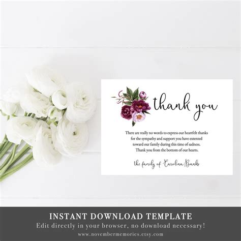 Thank You Cards Funeral Mryn Ism