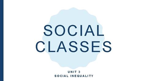 Social Classes Unit 3 Social Inequality Socioeconomic Status