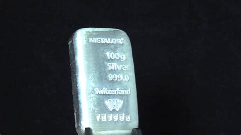 Metalor 100 Gram Cast Silver Bar 9990 Youtube
