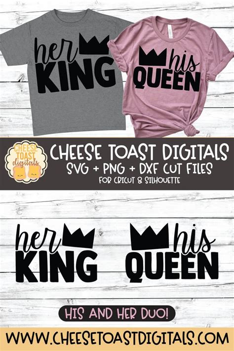 Her King His Queen Svg Png Dxf Cut Files Matching Husband Etsy