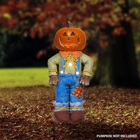Alpine Corporation Scarecrow Pumpkin Holder Stand With Led Lights