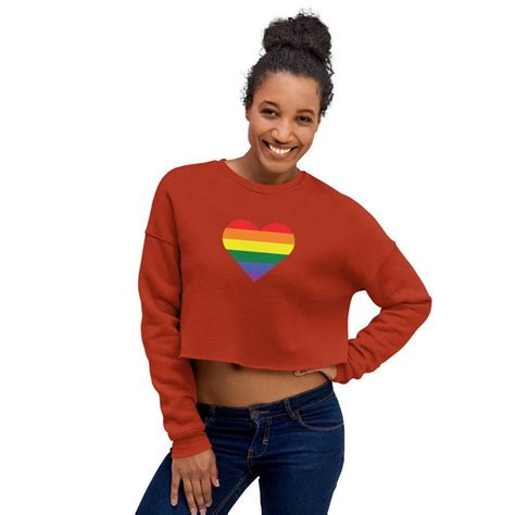 Gay Pride Rainbow Heart Crop Top Sweatshirt Gay Pride Flag Etsy