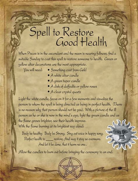 Spell To Restore Good Health For Homemade Halloween Spell Book