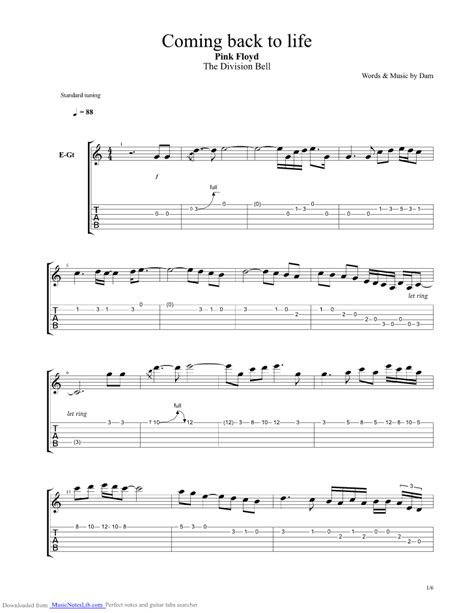 Coming Back To Life Guitar Pro Tab By Pink Floyd