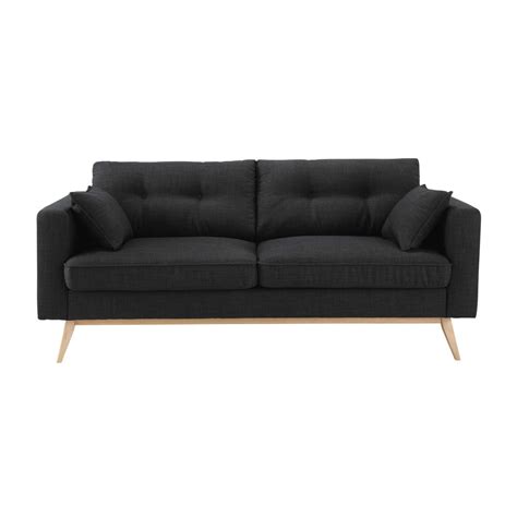 Canapé d'angle convertible et réversible june : Canapé scandinave 3 places en tissu anthracite Brooke ...