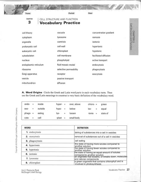 Which two domains consist of prokaryotic cells? Chapter 4 Cells And Energy Vocabulary Practice Worksheet Answer Key | Free Printables Worksheet