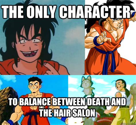 Here we see lord yamcha resting after a long battle (no doubt having won). The only character To balance between death and the hair ...