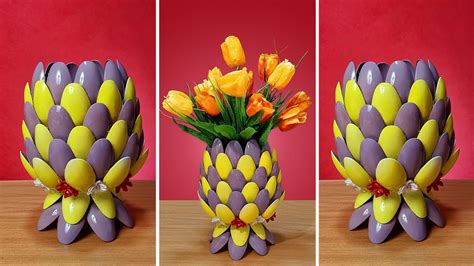 Pineapple Design Flower Vase Make Of Plastic Spoons Recycled Plastic
