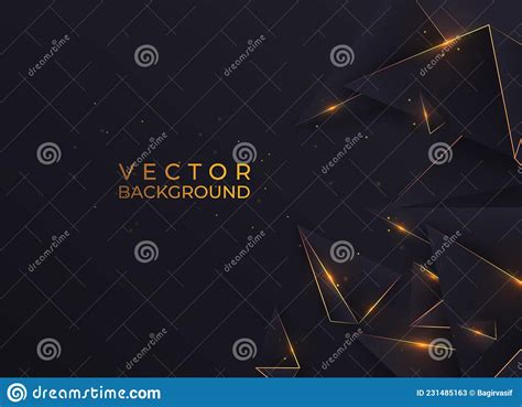 Abstract Dark Polygon Triangles Shape Golden Luxury Background With