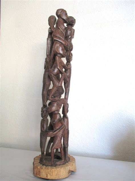 Makonde Carved Tree Of Life African Wood Carving People Tribal Art