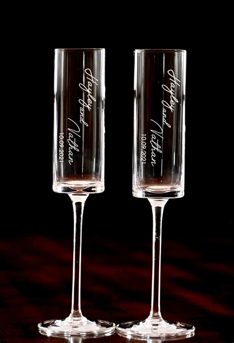 personalized modern toasting flutes wedding flutes t for etsy