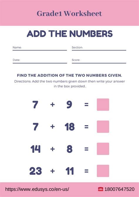 These grade 1 math worksheets are made up of horizontal addition questions, where the math questions are written left to right. free printable 1st grade math worksheet pdf