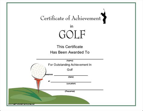 Free Printable Golf Certificates Printable Templates