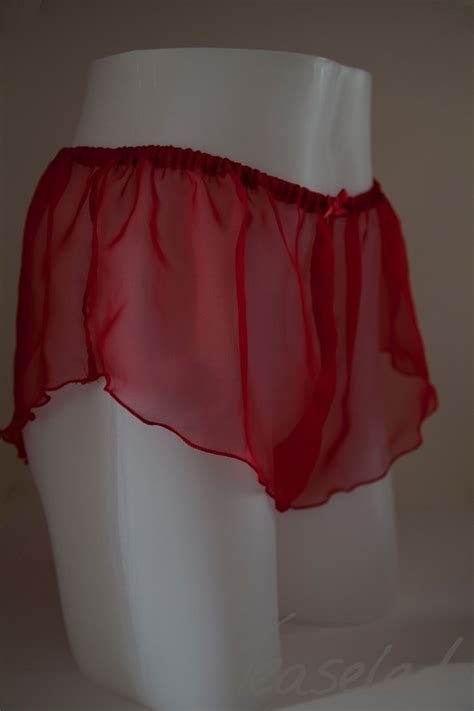 CHIFFON French Knickers Sheer See Through Panties Sexy Lingerie Black Red Pink EBay