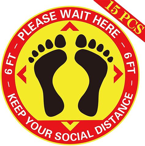 15pcs Social Distance Floor Decals Stickers Keep Safe Sign For