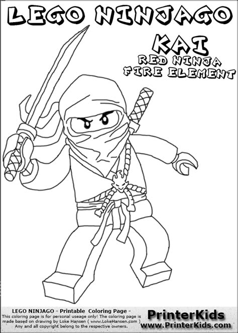 Lego Ninjago Kai With Sword Coloring Page Crafty Kids Ninjago