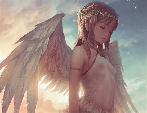Download 1520x1180 Angel Girl Wings Closed Eyes Blonde Feathers