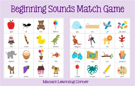 Beginning Sounds Match Game Mamas Learning Corner