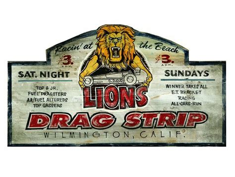 Customizable Lions Drag Strip Vintage Style Wooden Sign Personalized