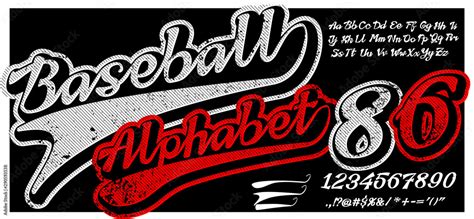 Retro Lettering Font And Digits Seamless Baseball Font Digits With