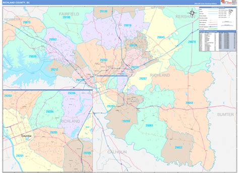 Richland County Sc Zip Code Maps Color Cast