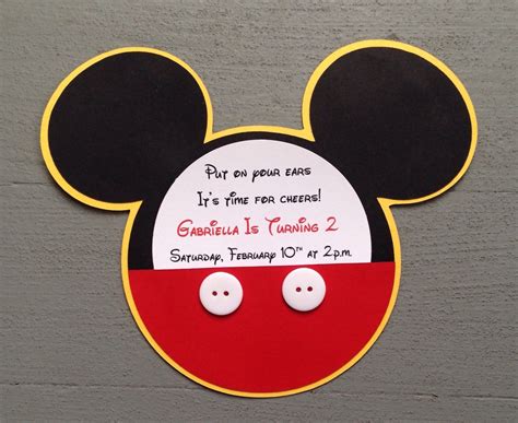 Newcustom Handmade Inspired Mickey Mouse Invitations With