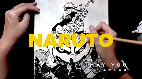 Naruto Japanese Ink Drawing Sumie 墨絵でナルト描いてみた。イラスト模写。＜漫画アニメ＞ Youtube