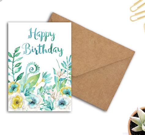 Birthday Card Watercolor - Card Design Template