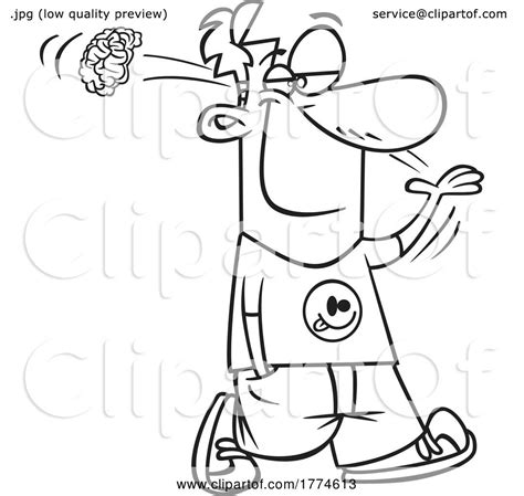 Cartoon No Brainer Man Tossing His Mind Over His Shoulder By Toonaday