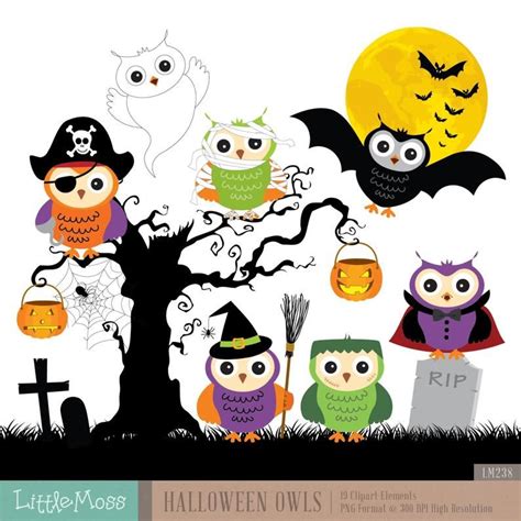 Halloween Owls Digital Clipart Etsy Halloween Owl Owl Clip Art