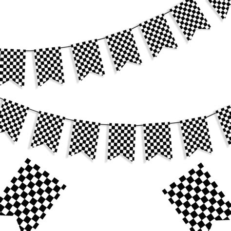 Checkered Black And White Banner Race Flag Banner Checkered Flag Banner