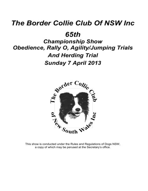 To View A Marked Catalogue Border Collie Club Of New South Wales