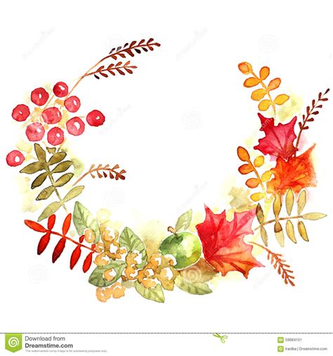 Colorful Autumn Leaves Wreath Stock Illustration Illustration Of