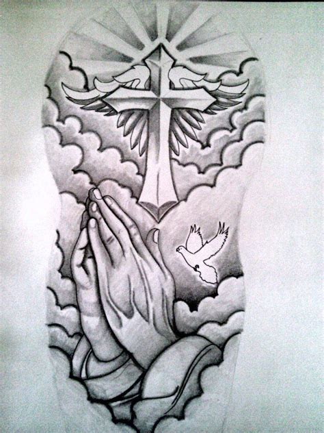 Jesus On The Cross Tattoo With Clouds
