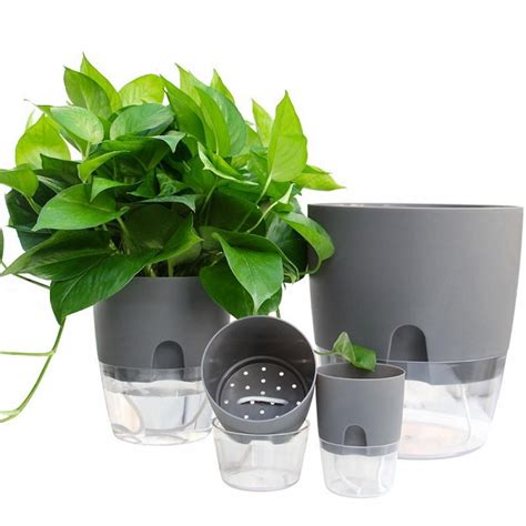 2 Layer Self Watering Planter Clear Plastic Automatic Watering Planter